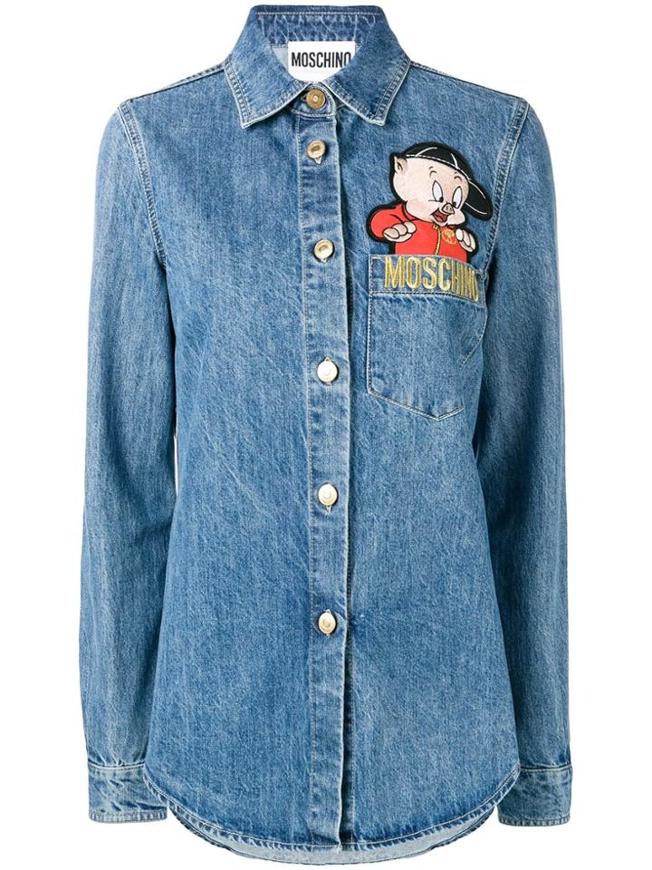 Moschino Porky Pig Denim Shirt - Blue