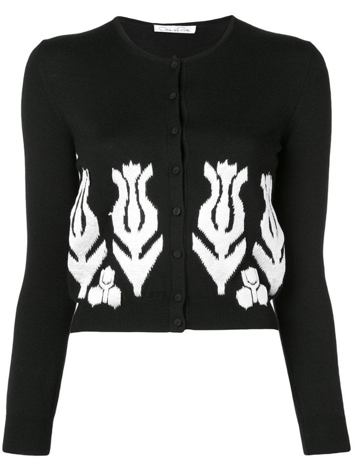 Oscar De La Renta Intarsia Motifs Cardigan - Black