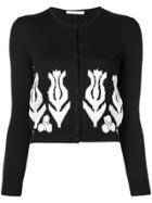 Oscar De La Renta Intarsia Motifs Cardigan - Black