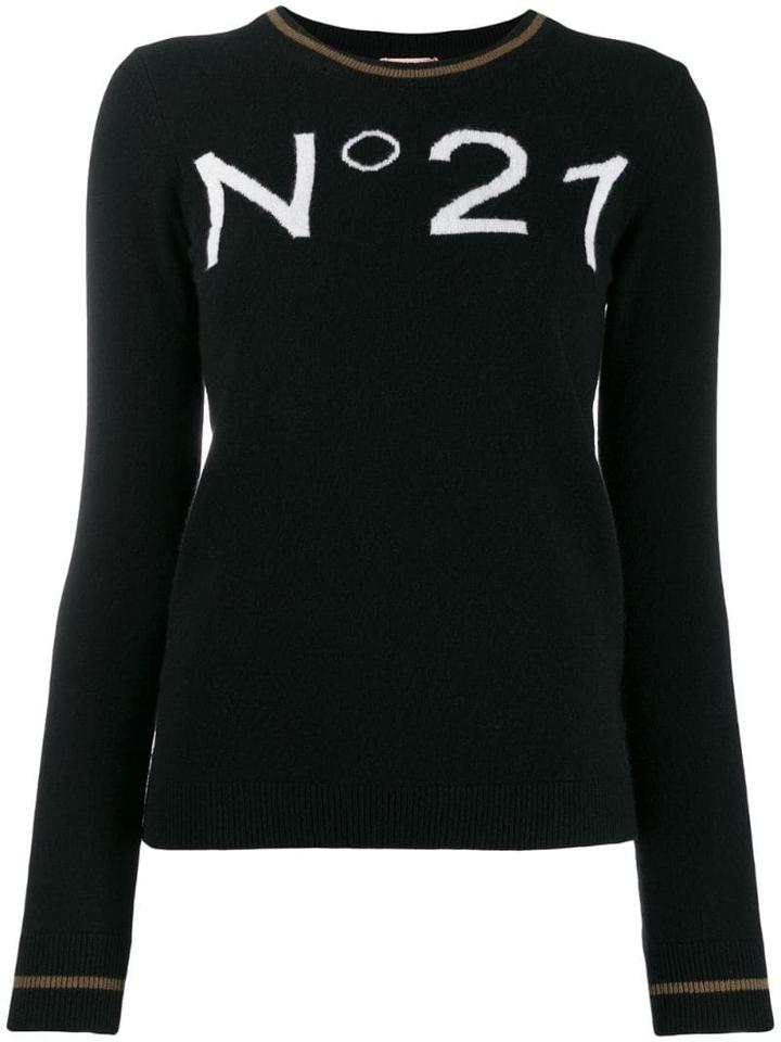 Nº21 Intarsia Knit Logo Jumper - Black