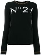 Nº21 Intarsia Knit Logo Jumper - Black
