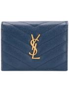 Saint Laurent Logo Plaque Quilted Wallet - Blue