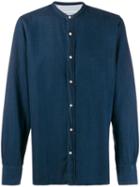 Officine Generale Collarless Casual Shirt - Blue