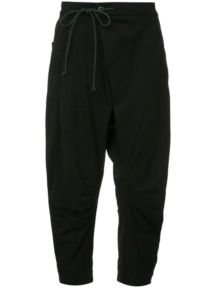 Kazuyuki Kumagai Cropped Loose-fit Trousers - Black