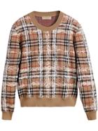 Burberry Scribble Check Merino Wool Sweater - Brown