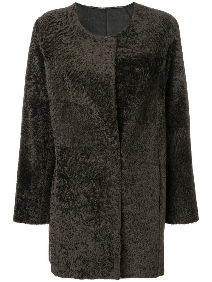 Arma Shearing Collarless Coat - Green