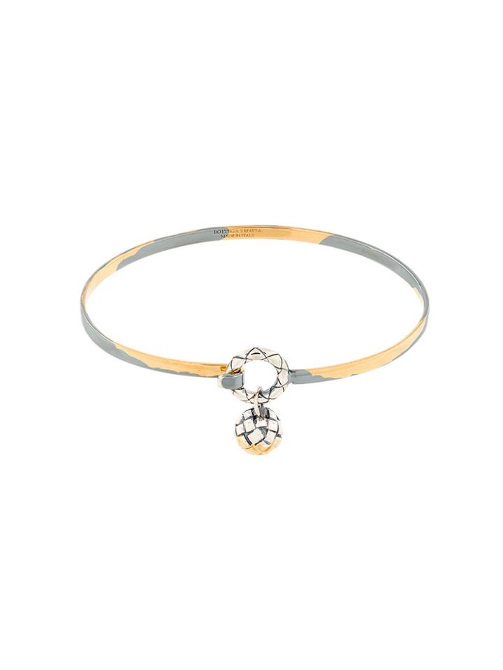 Bottega Veneta Gold And Silver Antique Intrecciato Bangle - Metallic