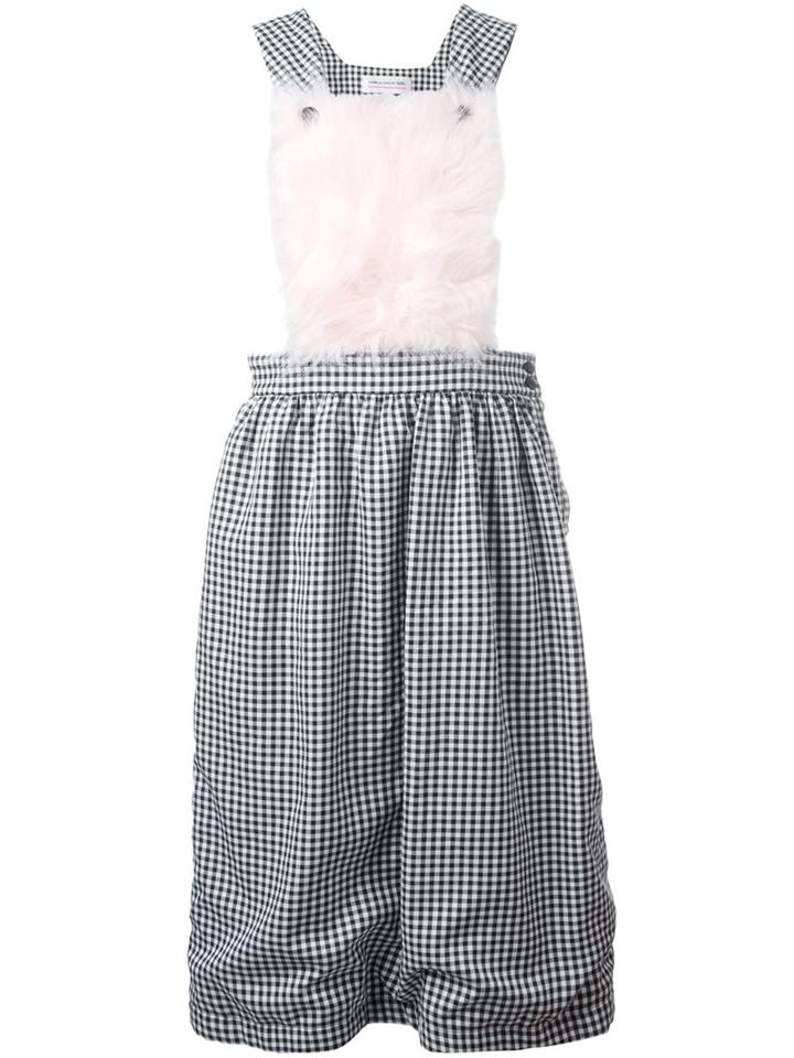 Comme Des Garçons Girl Fur Panel Pinafore Dress, Size: Medium, Black, Cotton/acrylic/nylon/wool