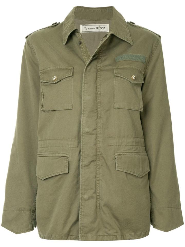 Tu Es Mon Trésor Fur Heart Field Jacket - Green