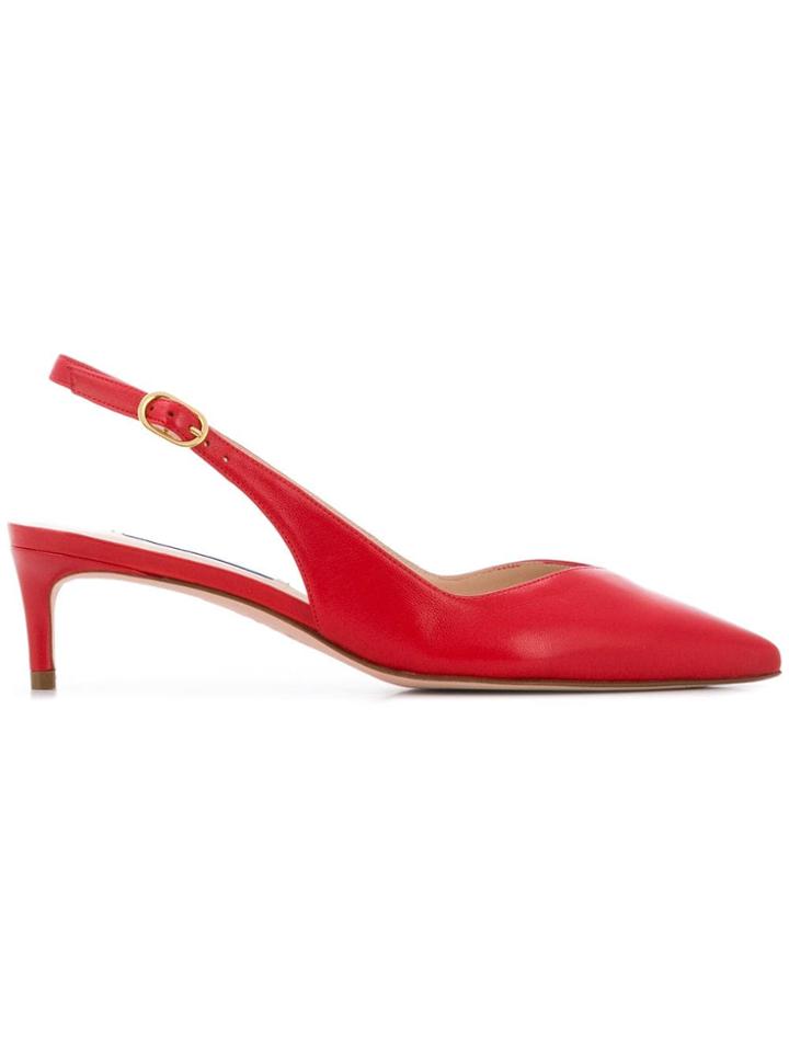 Stuart Weitzman Edith Slingback Pumps - Red