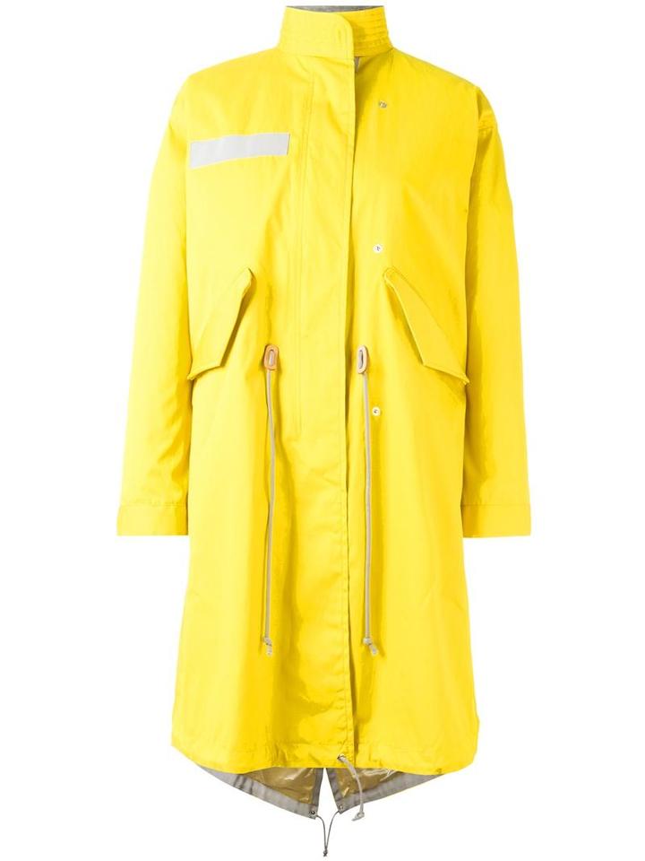 Sacai Layered Effect Raincoat, Women's, Size: 2, Yellow/orange, Cotton/cupro/nylon/feather Down