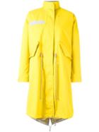 Sacai Layered Effect Raincoat, Women's, Size: 2, Yellow/orange, Cotton/cupro/nylon/feather Down