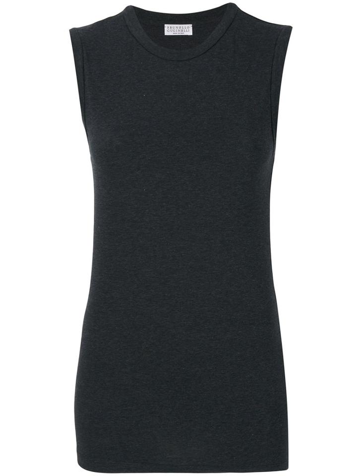 Brunello Cucinelli - Classic Plain T-shirt - Women - Cotton/spandex/elastane/brass - Xs, Blue, Cotton/spandex/elastane/brass