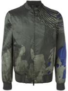Emporio Armani Watercolour Print Jacket, Men's, Size: 48, Green, Polyester/acetate