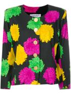 Yves Saint Laurent Vintage Collarless Floral Jacket - Black