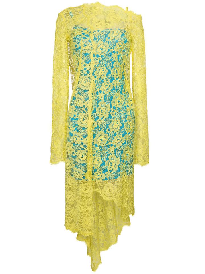 Preen By Thornton Bregazzi Lace Dress With Dipped Hem - Yellow &