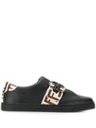 Fendi Ff Pattern Buckled Sneakers - Black