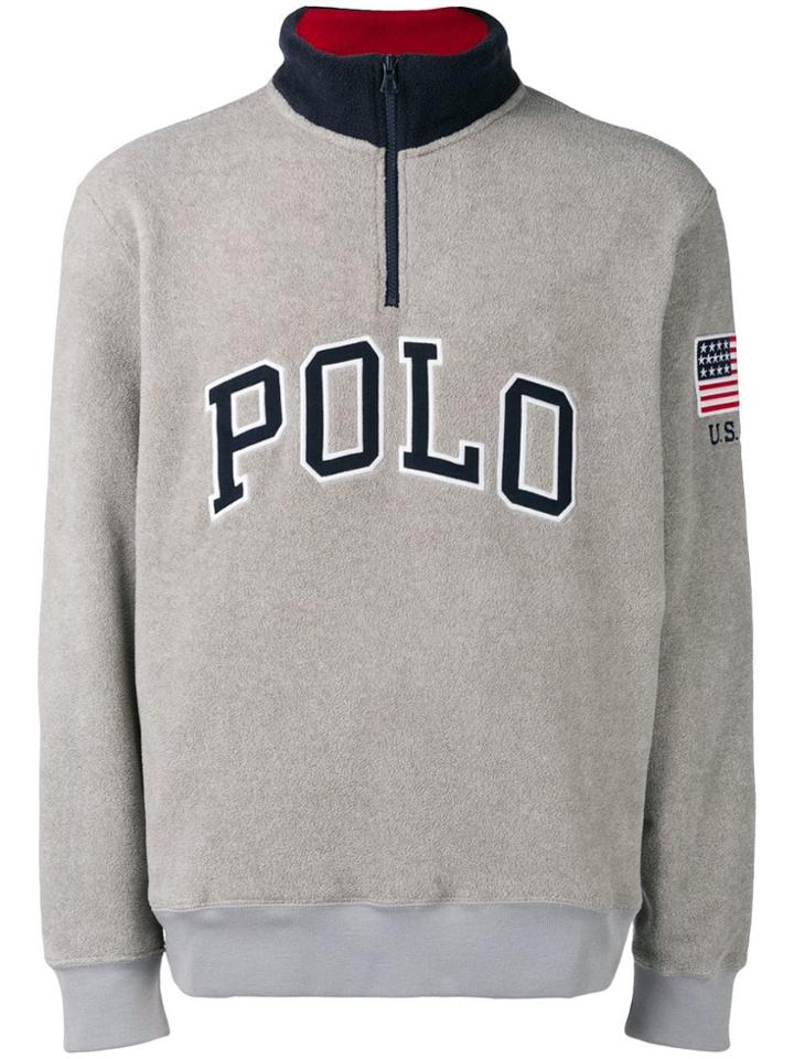 Polo Ralph Lauren Zipped Polo Jumper - Grey