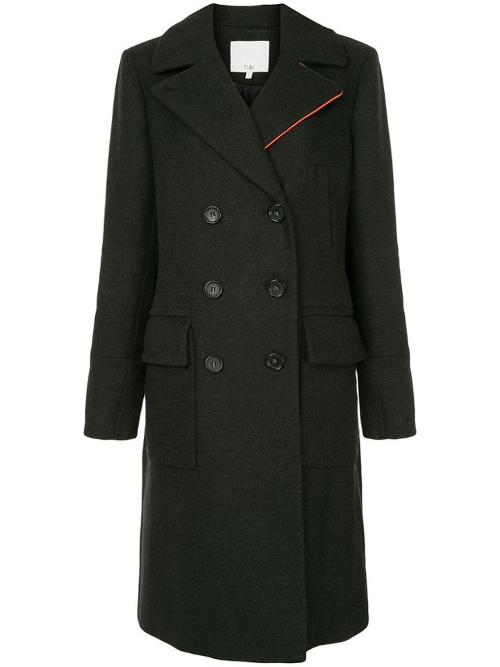 Tibi Felted Double Breasted Overcoat - Black