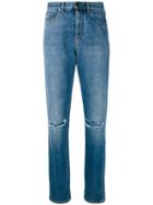 Saint Laurent - Slim Fit Knee Hole Jeans - Women - Cotton - 29, Blue, Cotton