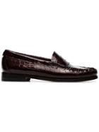 Re/done Crocodile Flat Leather Loafers - Red