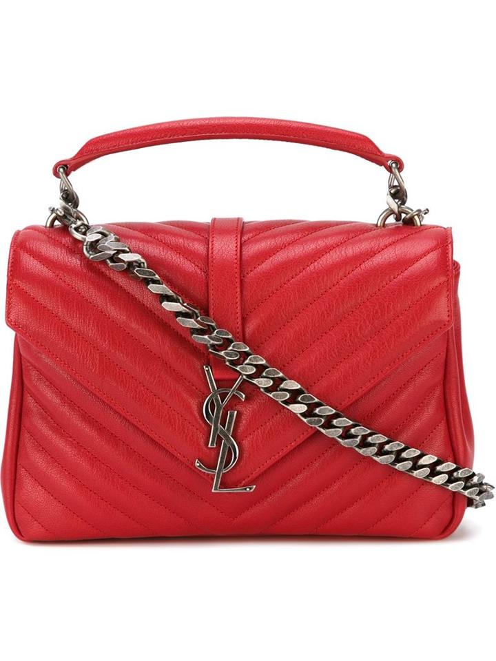 Saint Laurent Medium 'collège Monogram' Tote, Women's, Red