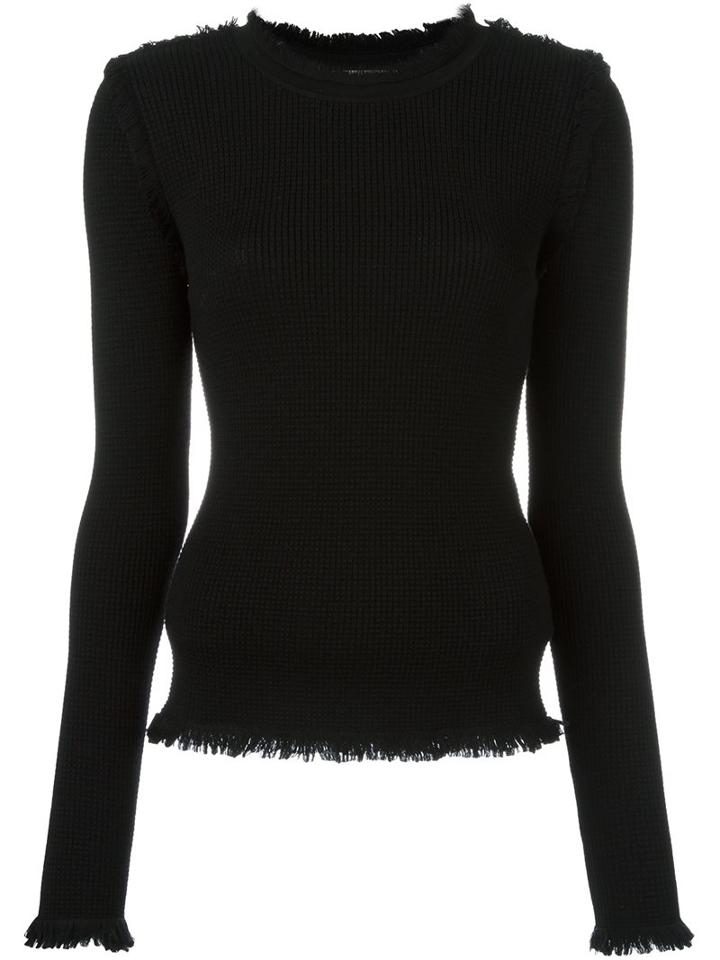 Michael Michael Kors Fringed Edge Jumper, Women's, Size: Small, Black, Merino