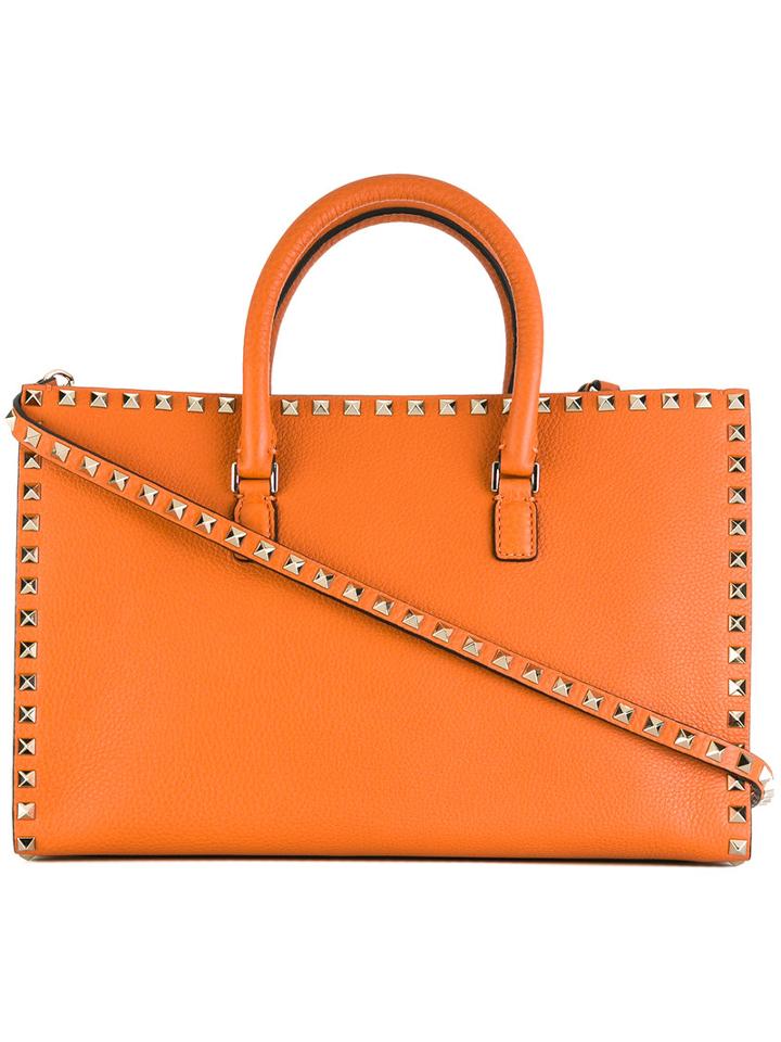 Valentino Valentino Garavani Rockstud Tote, Women's, Yellow/orange, Calf Leather