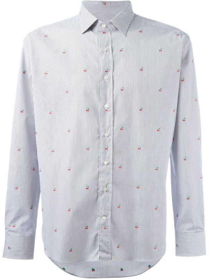 Etro Embroidered Cherries Striped Shirt