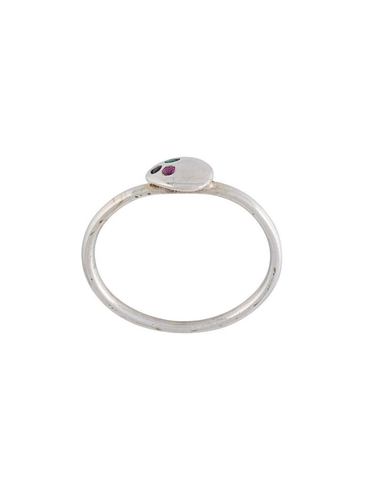Natasha Collis Medium Sapphire And Emerald Nugget Ring, Women's, Size: 56.3, Metallic, Sterling Silver/sapphire/emerald