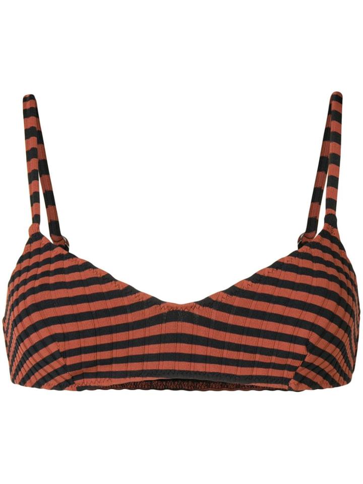 Solid & Striped Ribbed Bikini Top - Brown