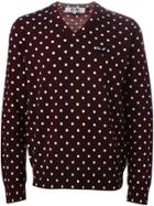 Comme Des Garçons Play Polka Dot V-neck Sweater - Brown