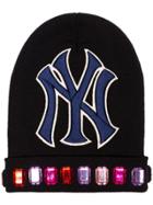 Gucci Black Ny Yankees Patch Jewel Embellished Wool Hat