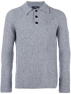 Joseph Long Sleeve Polo Shirt, Men's, Size: Medium, Grey, Cashmere