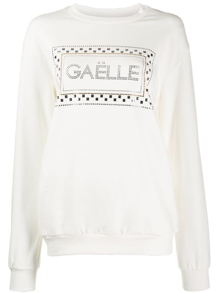 Gaelle Bonheur Logo Embellished Sweatshirt - White