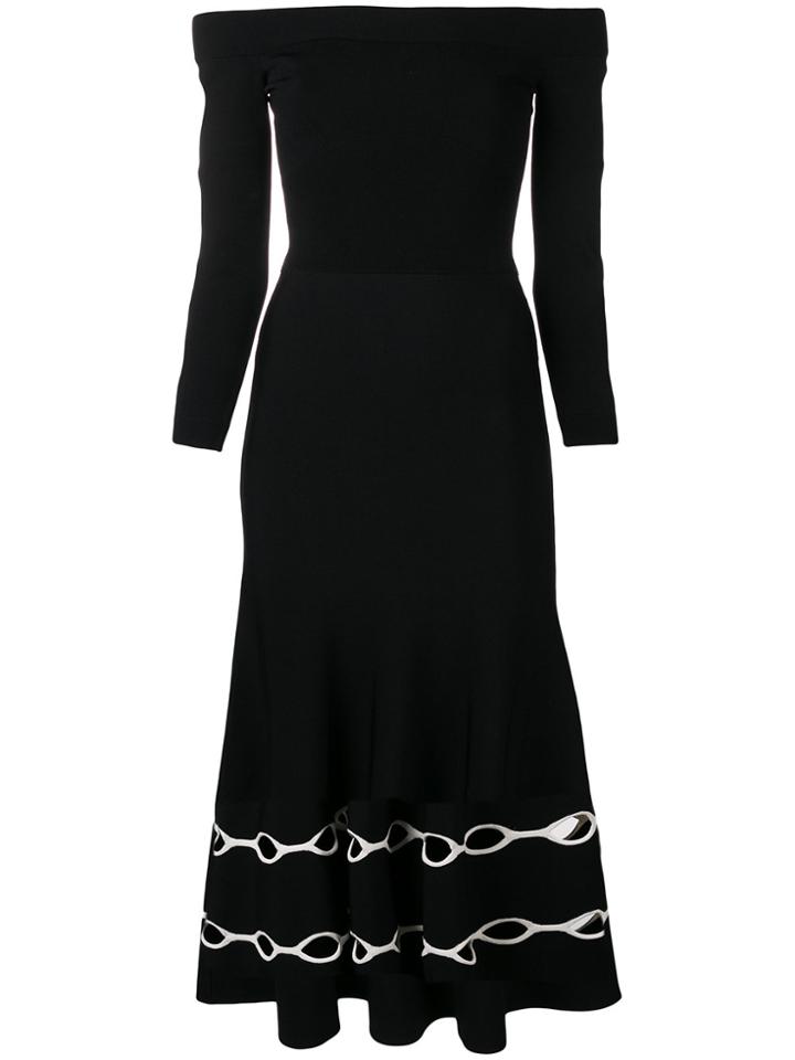 Alexander Mcqueen Off-the-shoulder Midi Dress - Black