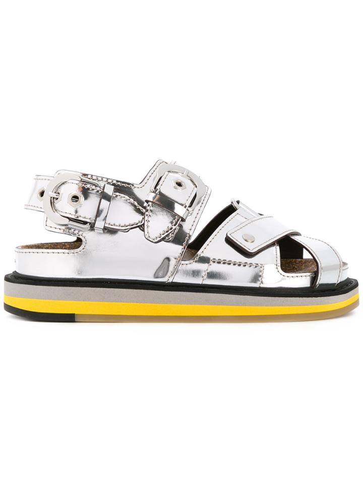 Maison Margiela Open Toe Buckled Sandals - Metallic