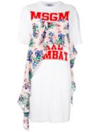 Msgm Logo Print T-shirt Dress, Women's, Size: Small, White, Cotton
