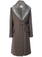 Maison Margiela - Fur Trimmed Coat - Women - Cotton/rabbit Fur/viscose/alpaca - 40, Brown, Cotton/rabbit Fur/viscose/alpaca