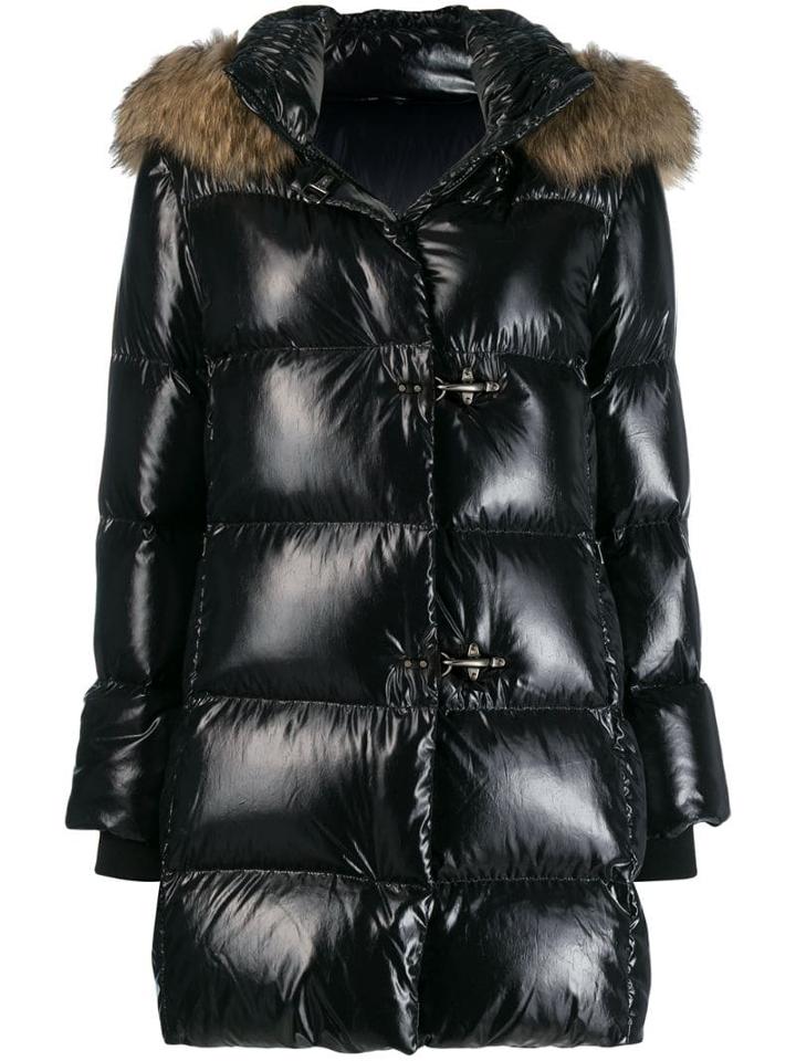 Fay Shiny Puffer Coat - Black