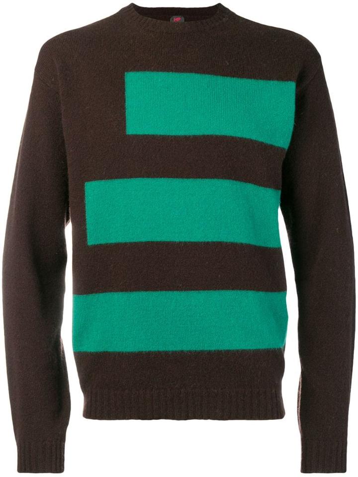 Mp Massimo Piombo Striped Knit Sweater - Brown