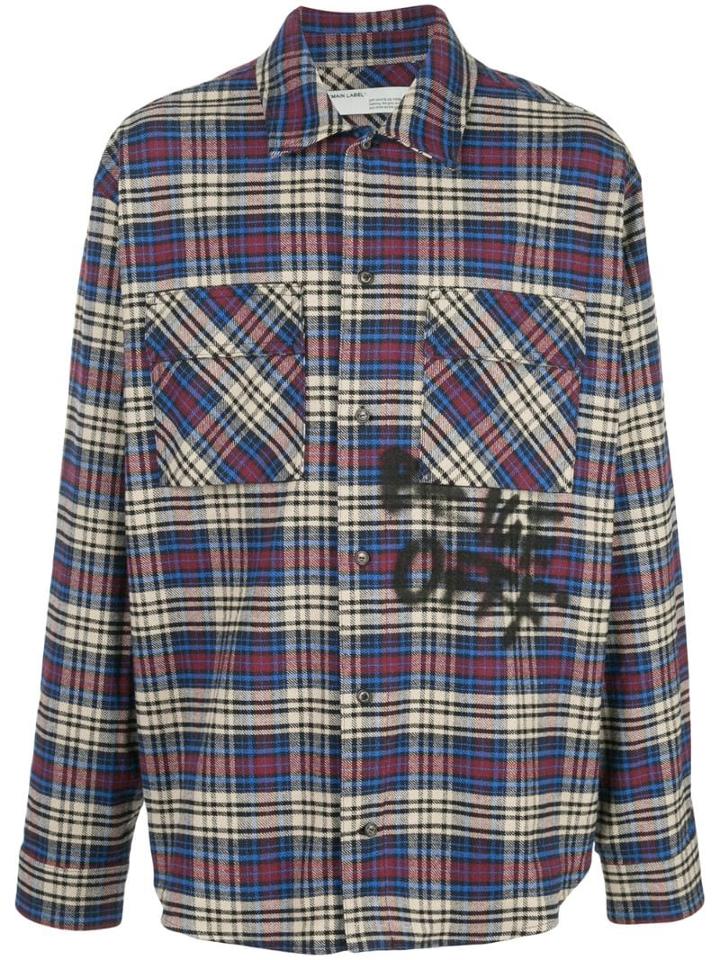 Off-white Oversized Checked Print Shirt - Blue