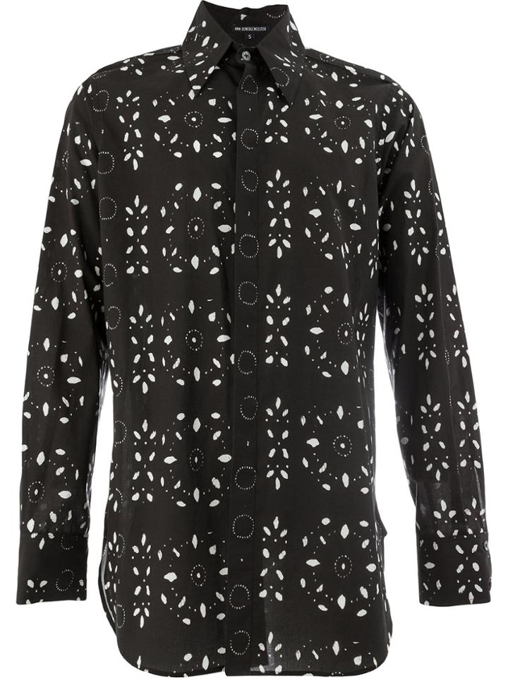 Ann Demeulemeester Long Sleeve Printed Shirt - Black