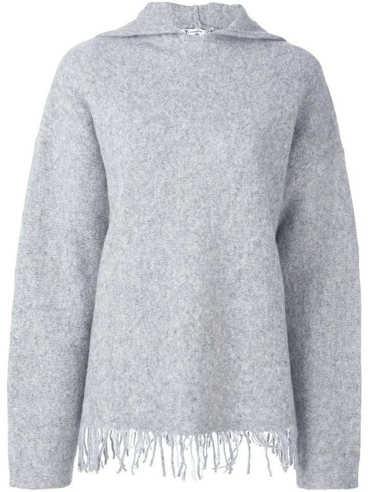 T By Alexander Wang Hooded Jumper, Women's, Size: Xs, Grey, Cotton/polyamide/merino