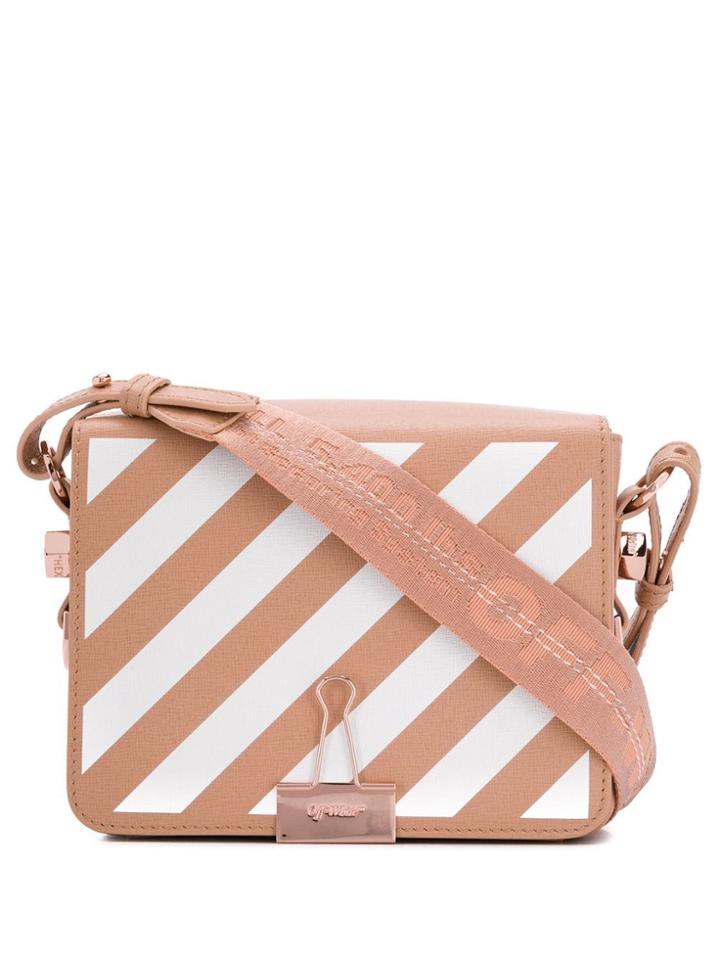 Off-white Diagonal Binder Crossbody Bag - Pink