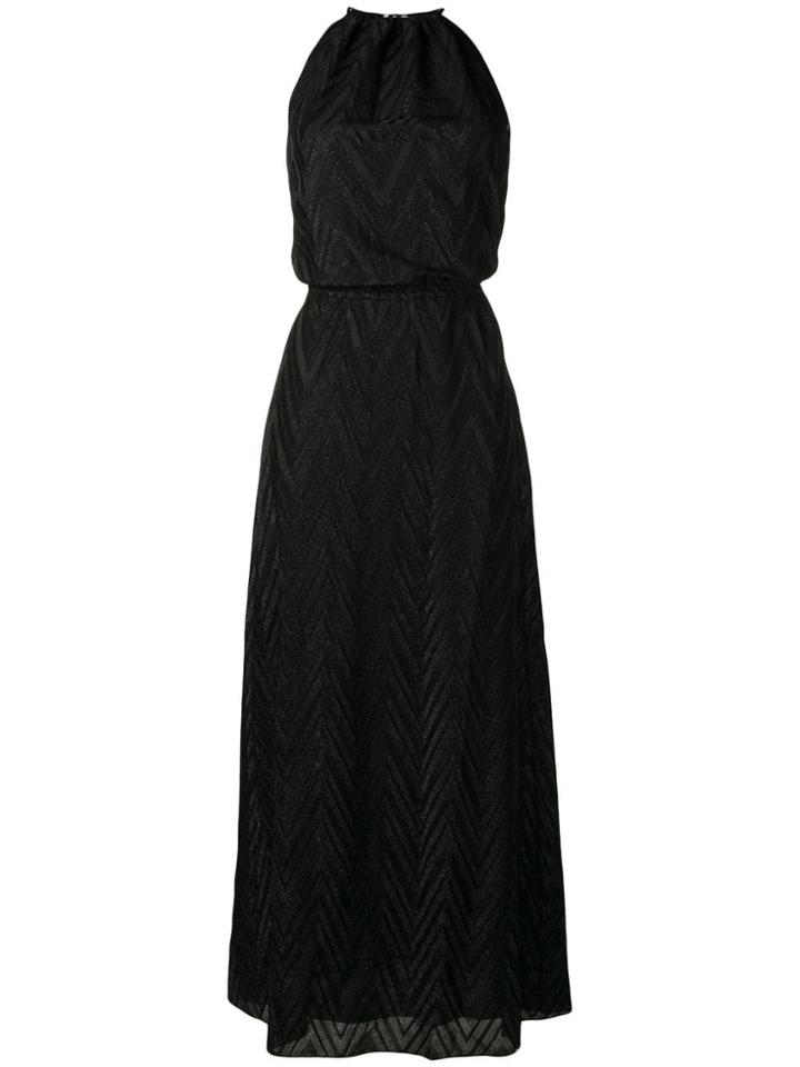 M Missoni Zigzag Knit Halterneck Maxi Dress - Black