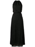 M Missoni Zigzag Knit Halterneck Maxi Dress - Black