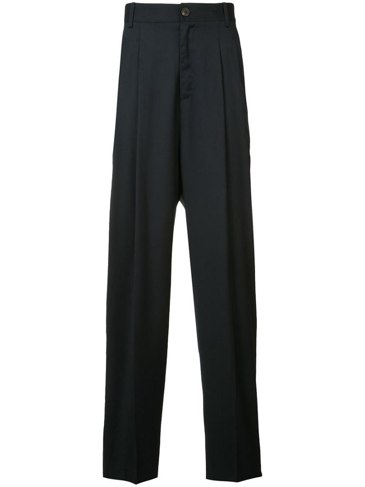 Icosae Pleated Detail Trousers, Men's, Size: Small, Blue, Wool