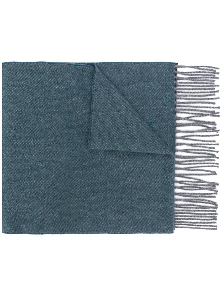 Corneliani Fringed Knitted Scarf - Blue