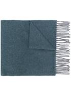 Corneliani Fringed Knitted Scarf - Blue